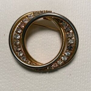 Elegant Gold and Silver Crystal Brooch